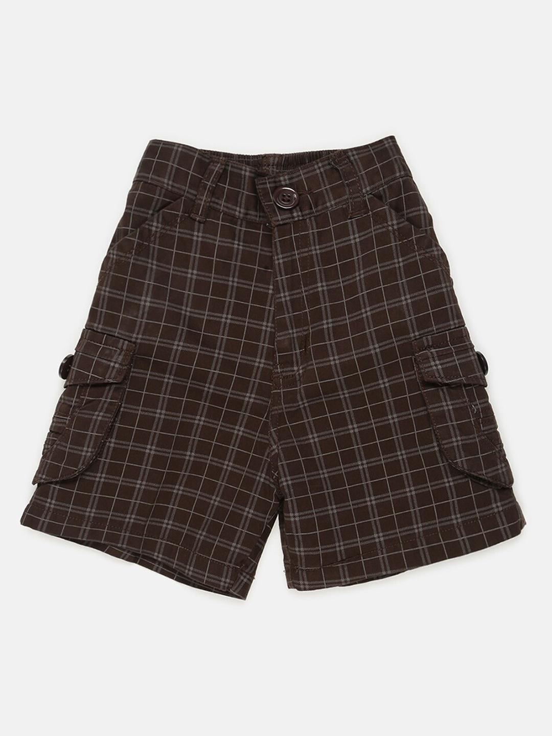 

V2 Value & Variety Boys Brown Checked Cargo Shorts