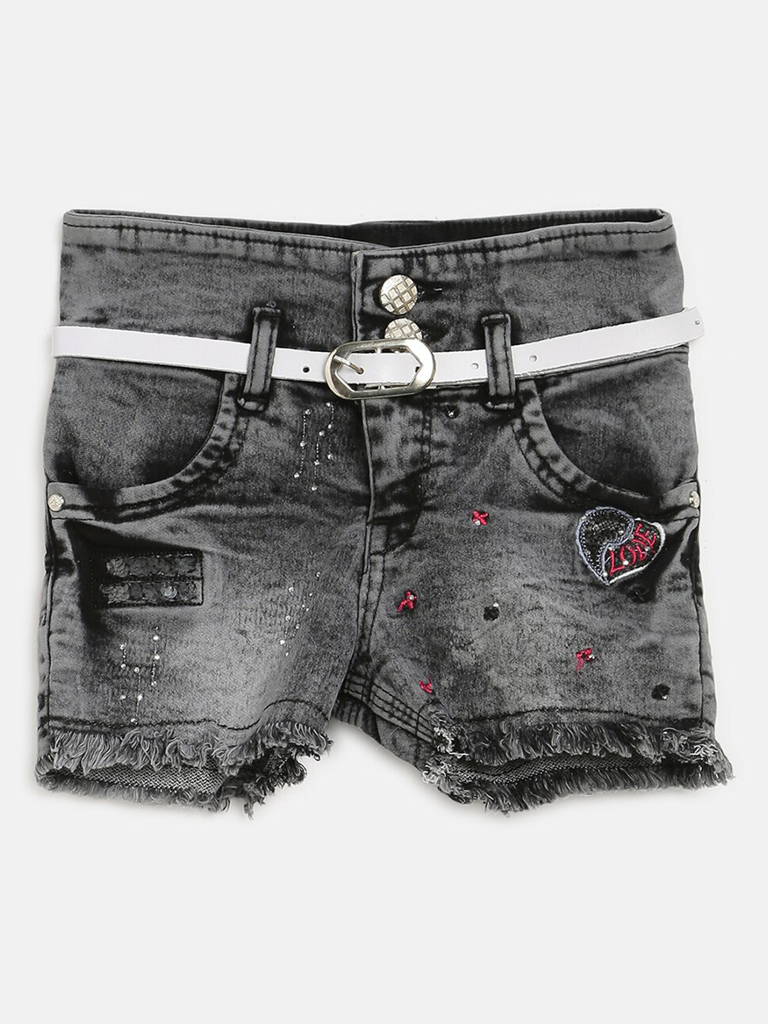 

V2 Value & Variety Girls Black Washed Denim Shorts