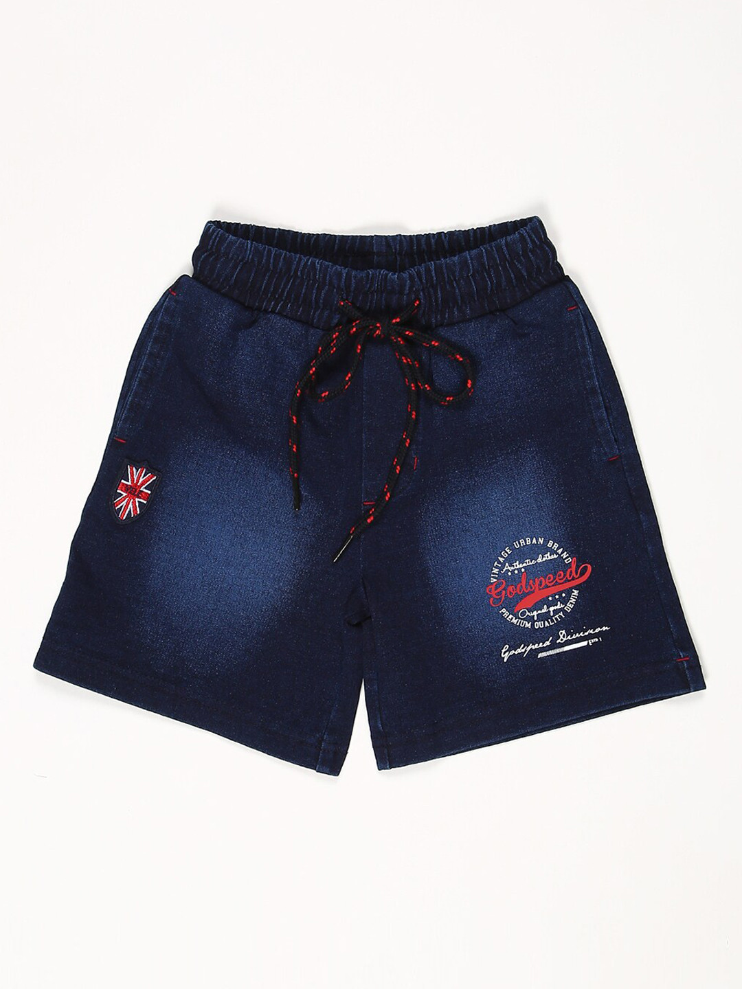 

V2 Value & Variety Boys Blue Typography Printed Denim Shorts