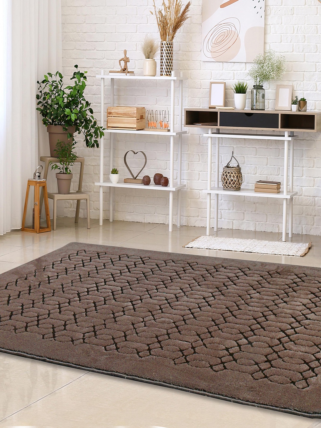 

Saral Home Brown Geometric Printed Cotton Carpet