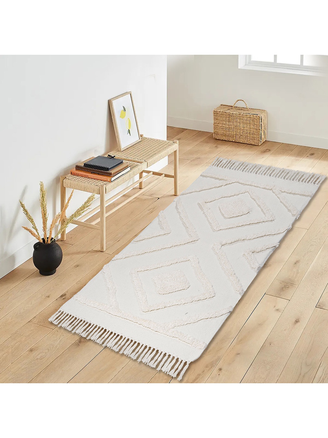 

Saral Home Cream Colored Self Design Pure Cotton Anti-Slip Floor Mats & Dhurries