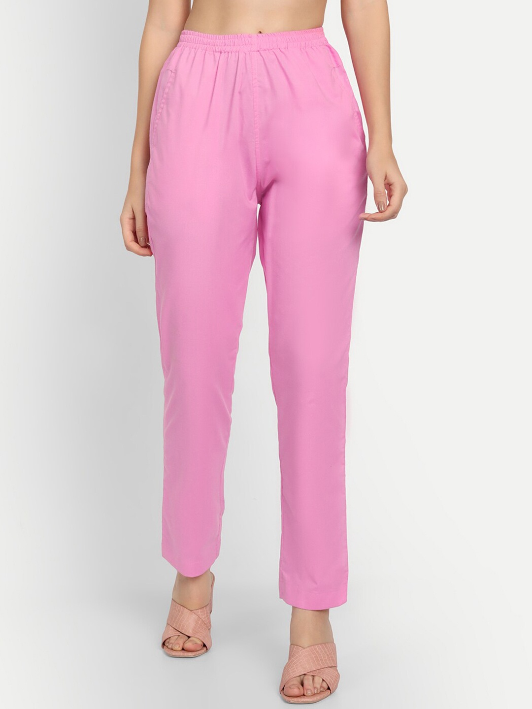 

APELLA Women Plus Size Pink Comfort Rayon Pant Palazzo