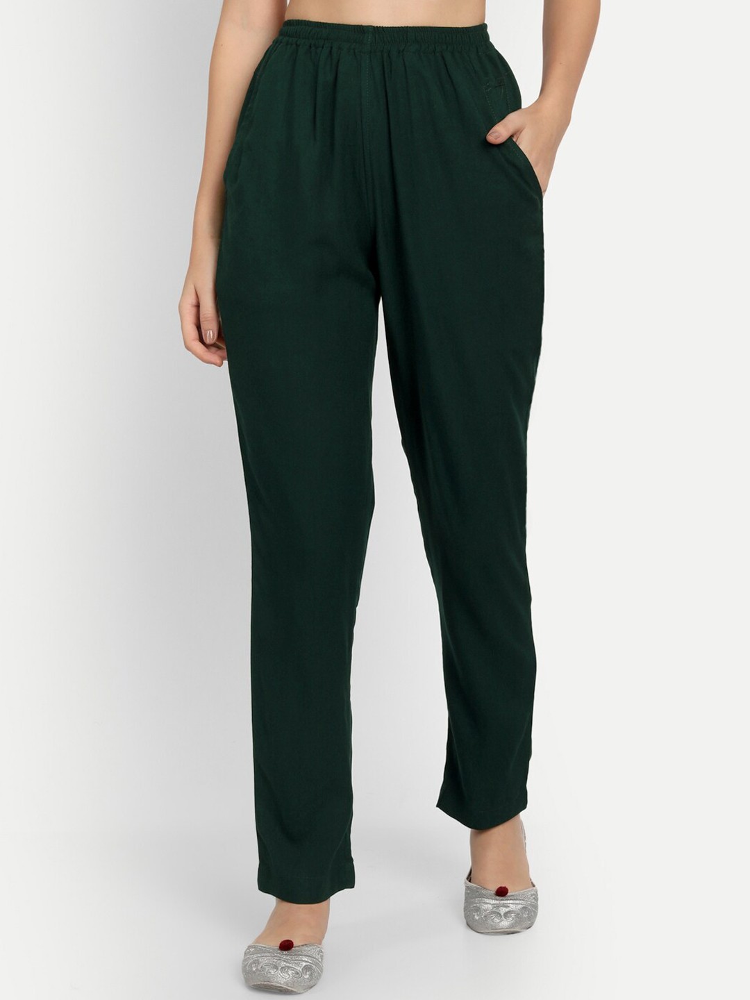 

APELLA Women Plus Size Green Comfort Rayon Pant Palazzo