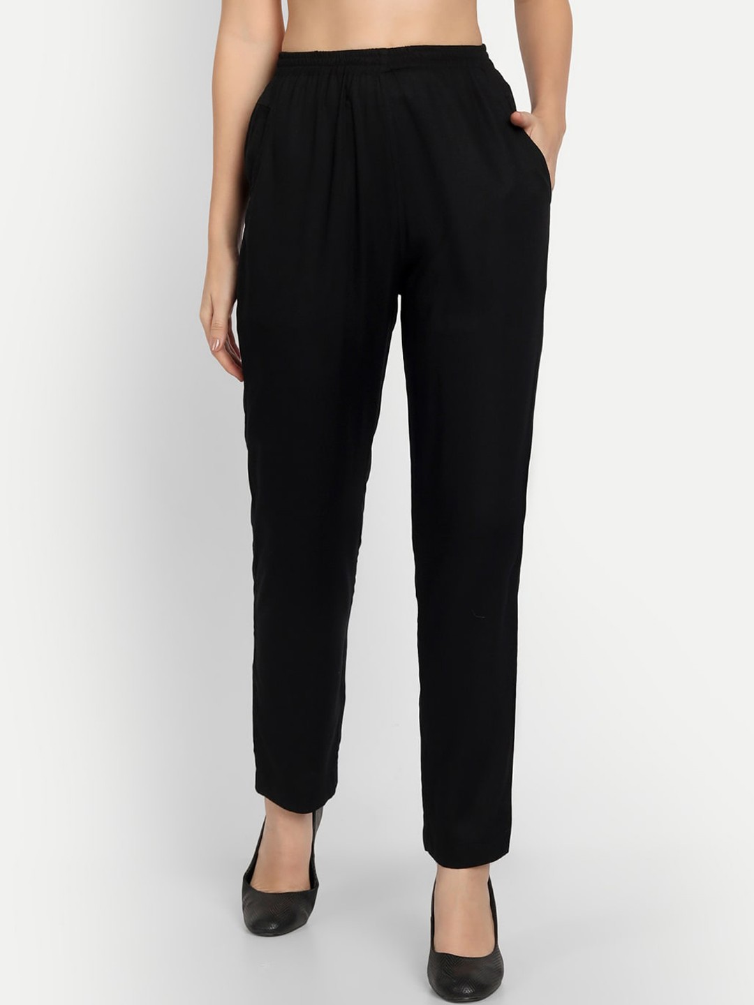 

APELLA Women Black Comfort Trousers