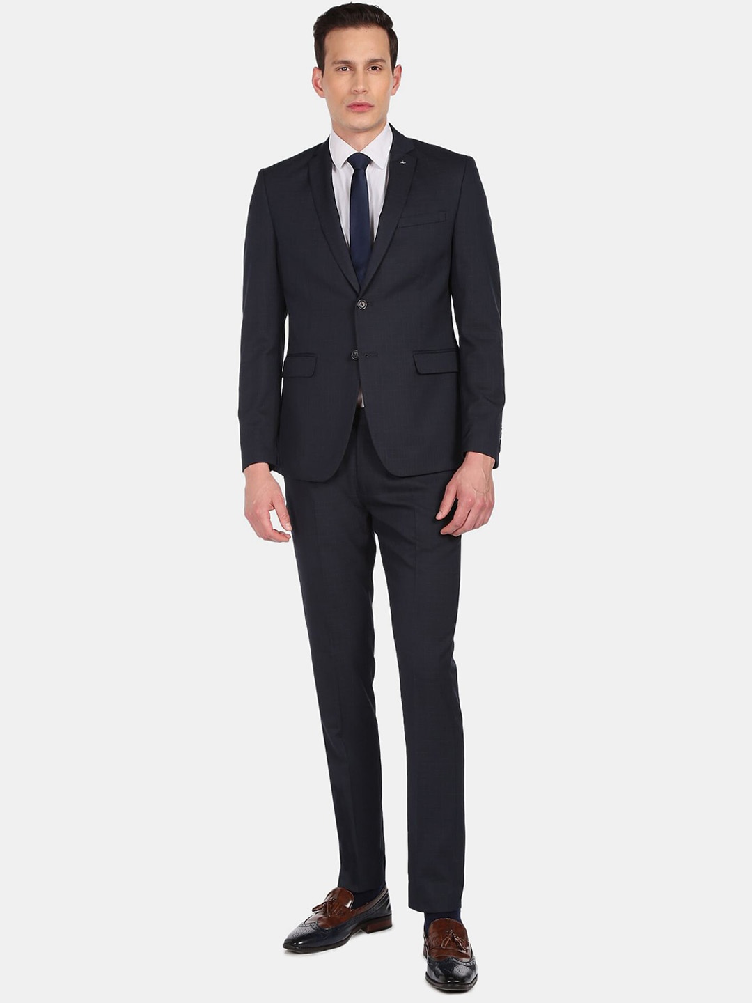 

Arrow Men Navy-Blue Checked Two-Piece Suit