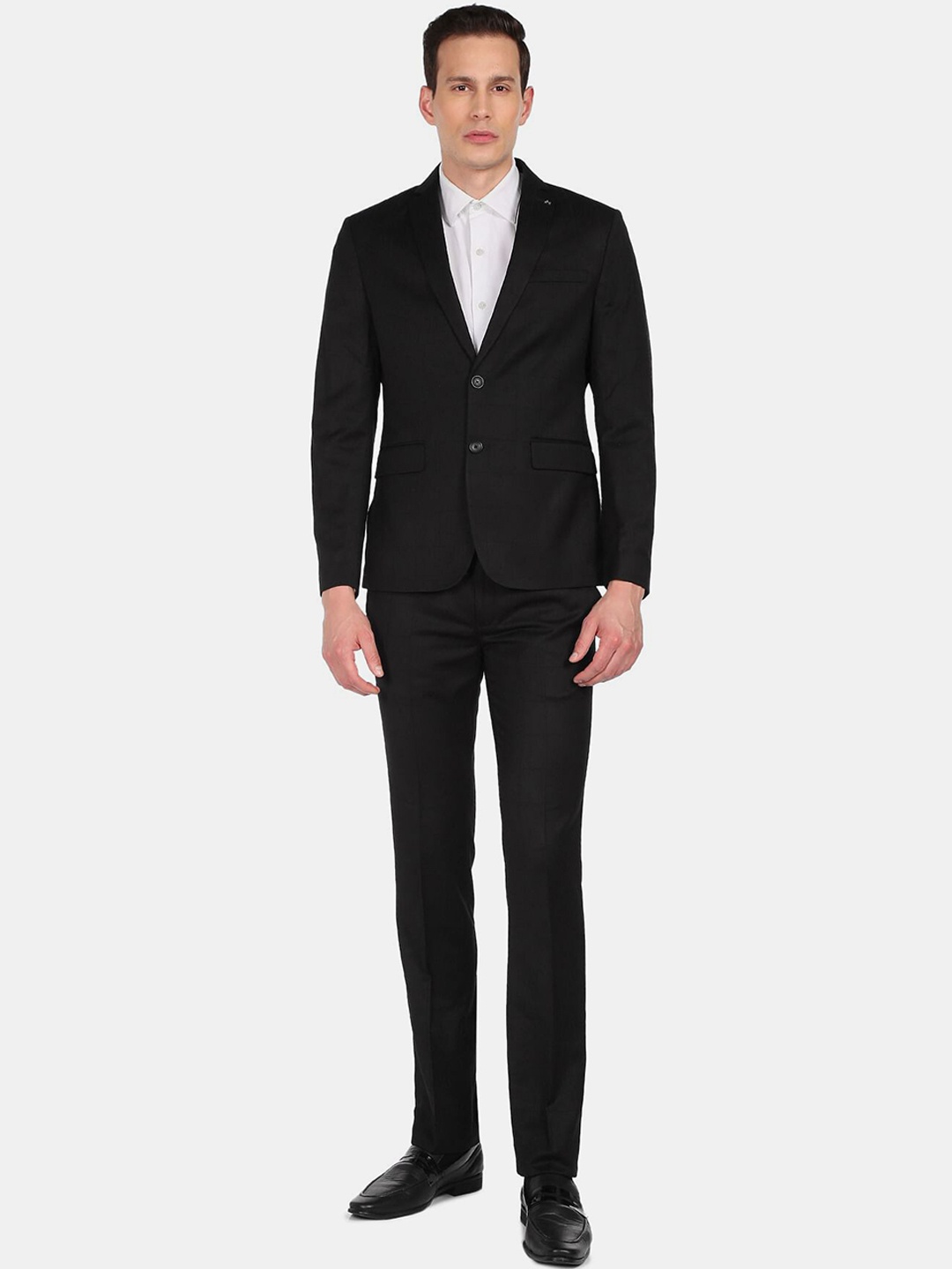 

Arrow Men Black Checked Single-Breasted Two-Piece Formal Suit