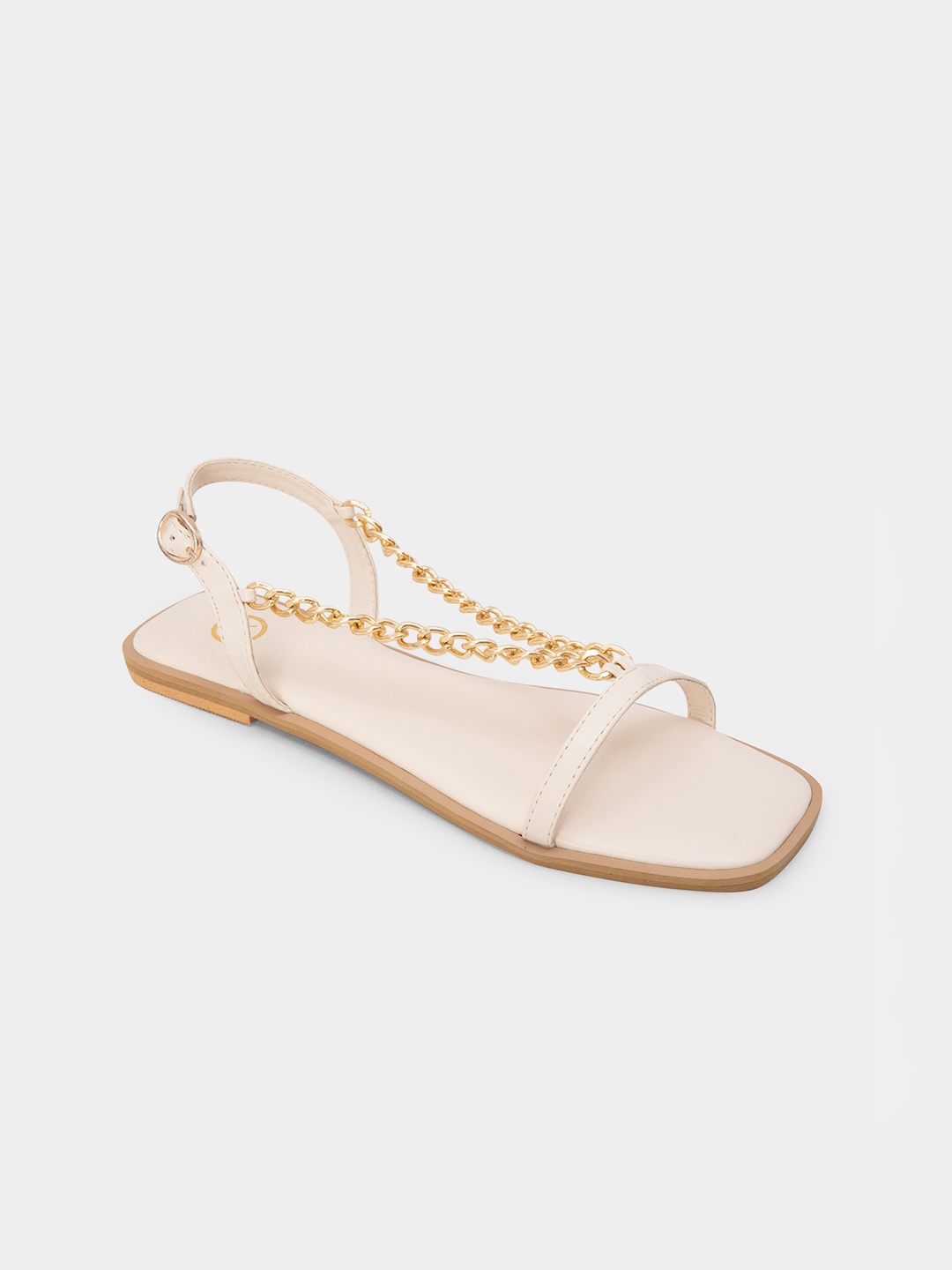 

20Dresses Women White Textured One Toe Flats with Laser Cuts