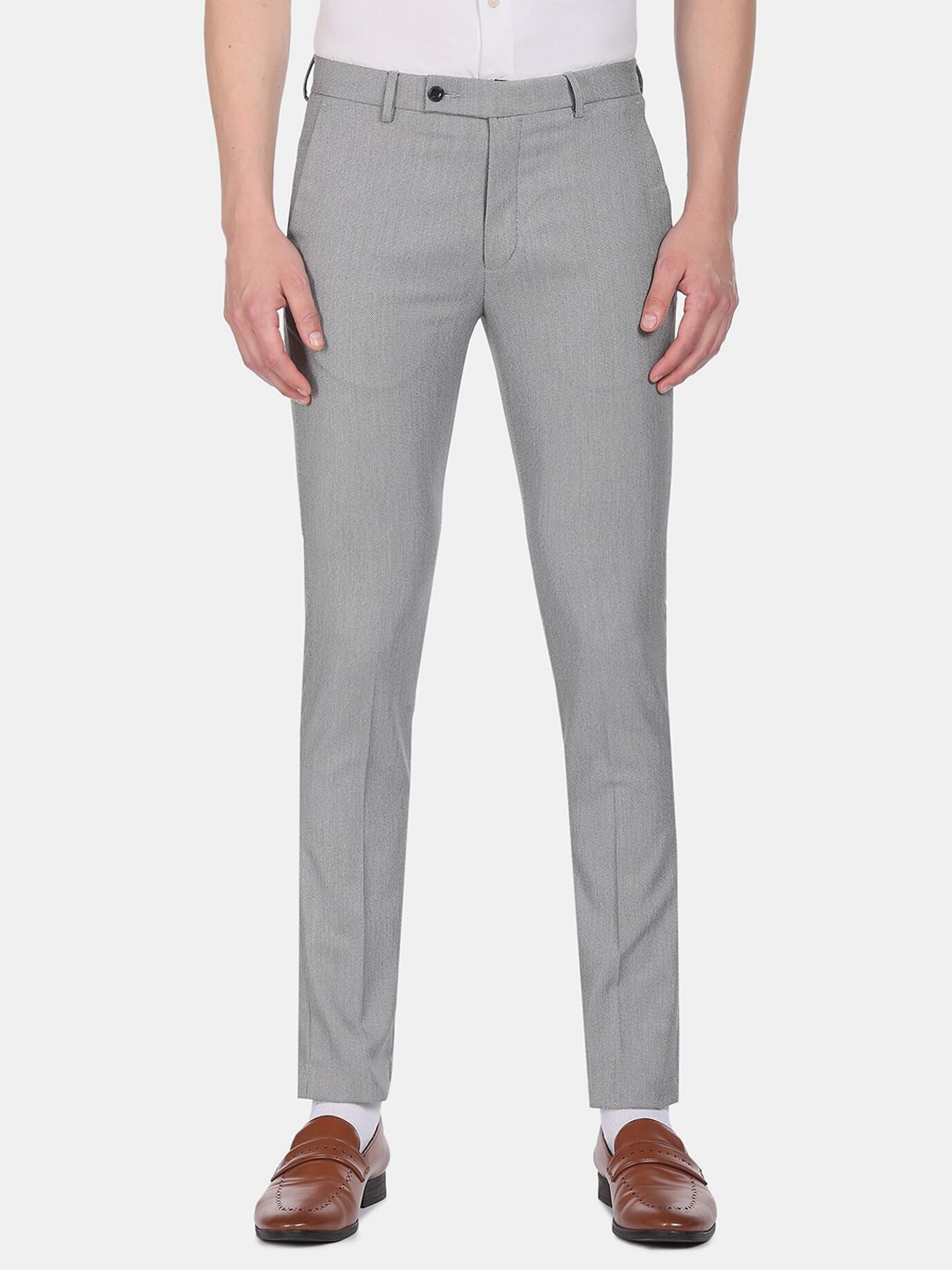 

Arrow New York Men Grey Slim Fit Trousers