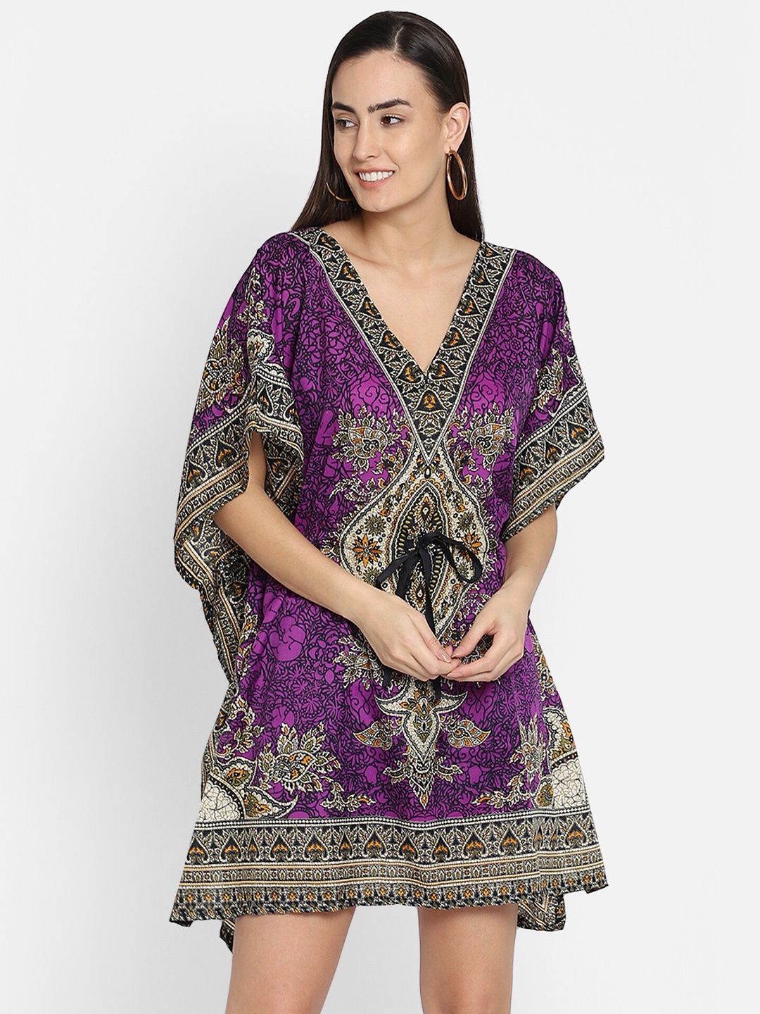 

Aditi Wasan Purple Ethnic Motifs Kaftan Dress