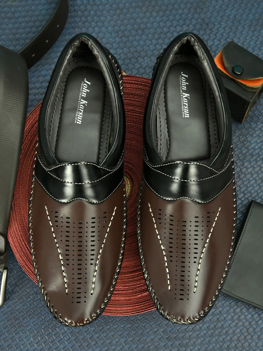 

John Karsun Men Brown Perforations Loafers