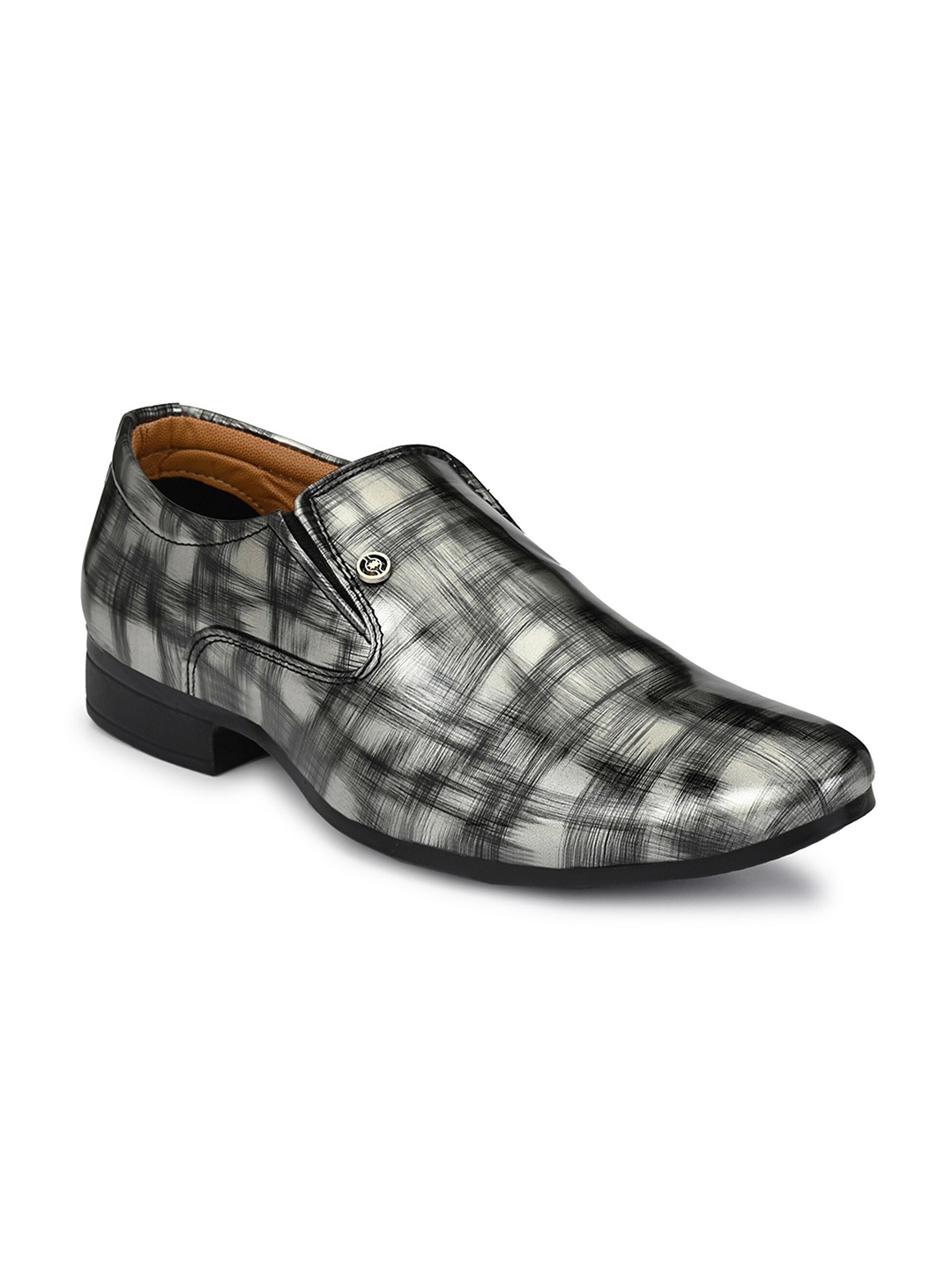 

John Karsun Men Black Textured Formal Slip-On Shoes