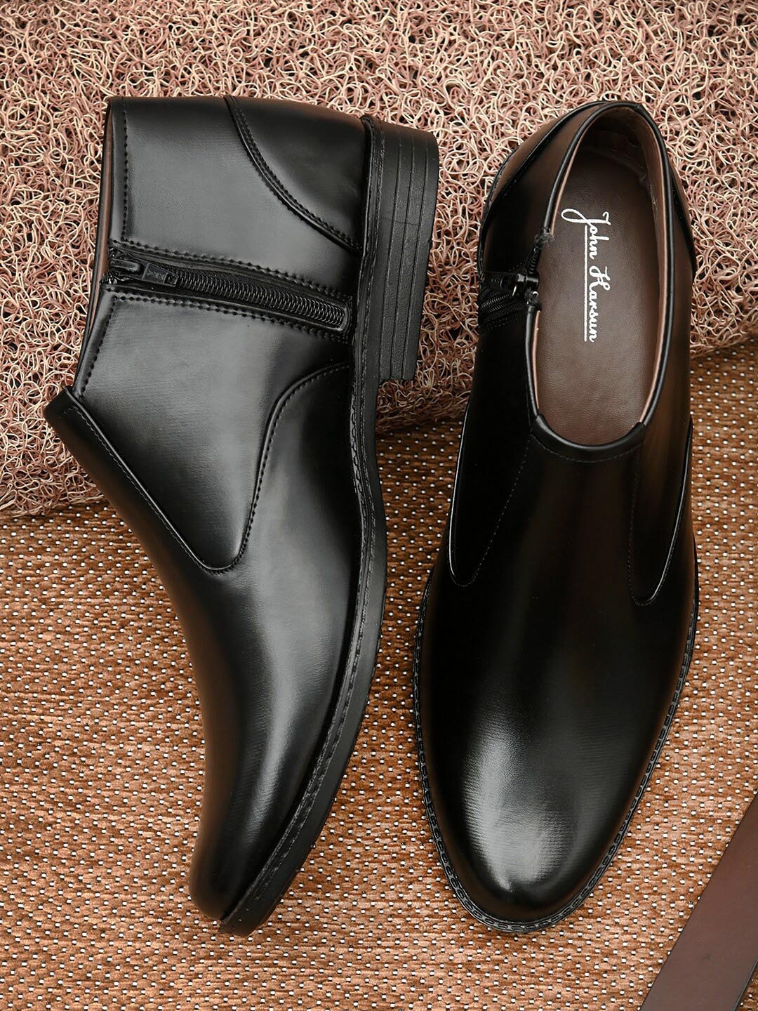 

John Karsun Men Black Formal Slip-On Shoes