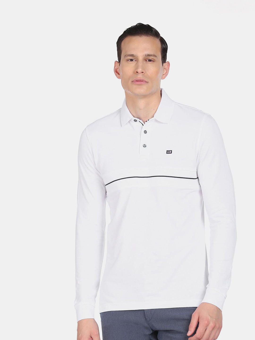 

Arrow Sport Men White Polo Collar Pure Cotton T-shirt