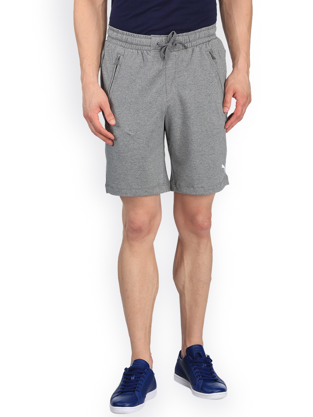 

PUMA Men Grey Solid Regular Fit Cotton Zippered Jersey Shorts 8''