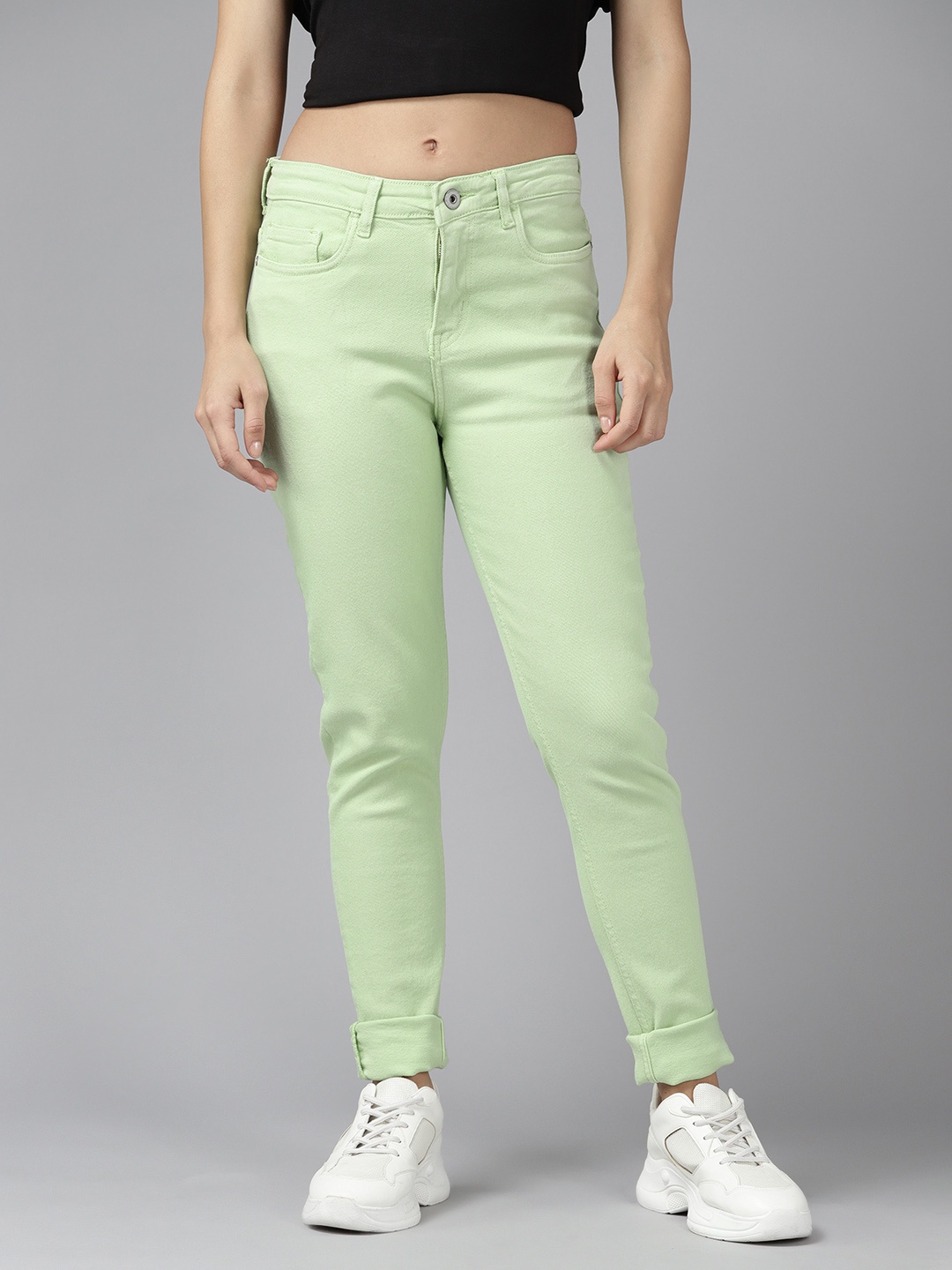 

The Roadster Lifestyle Co. Super Skinny Fit High-Rise Stretchable Jeans, Green
