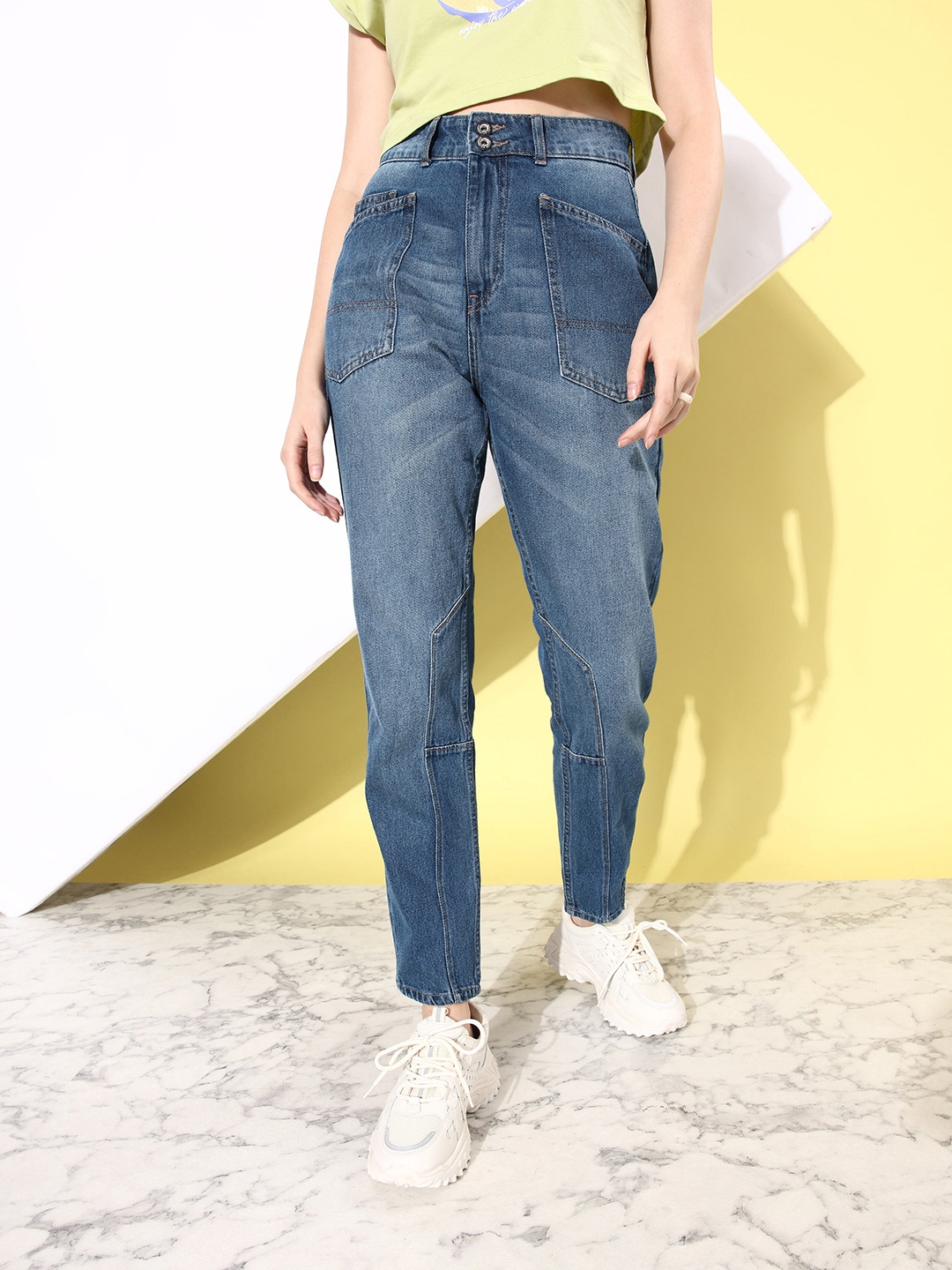 

The Roadster Life Co. Women Cool Blue Boyfriend Fit High-Rise Utility Jeans