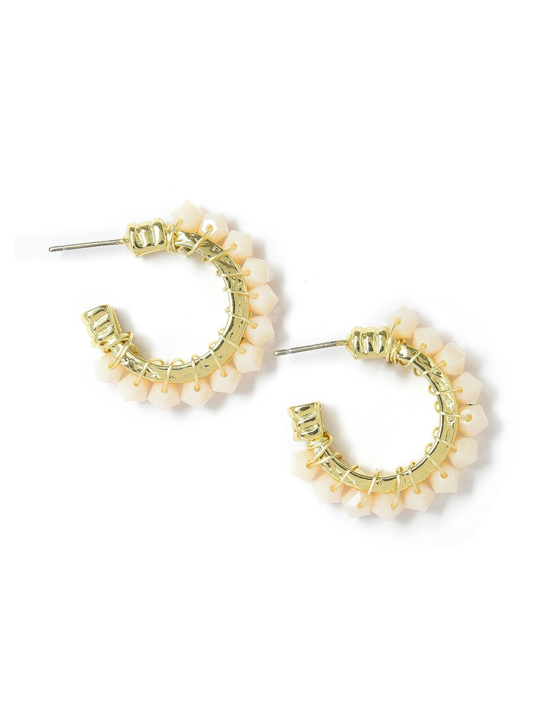 

W Women White Circular Half Hoop Earrings