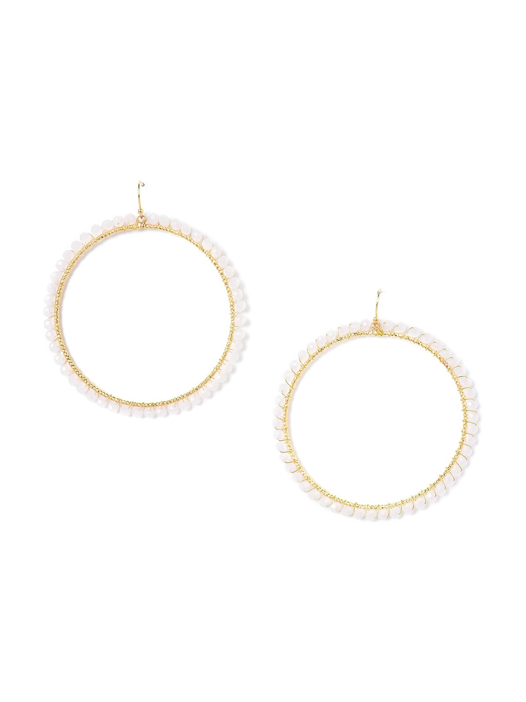

W Pink Circular Hoop Earrings