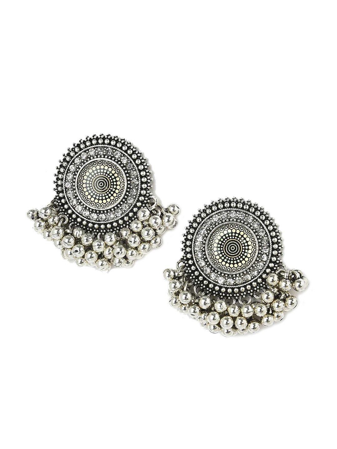 

W Green Circular Studs Earrings