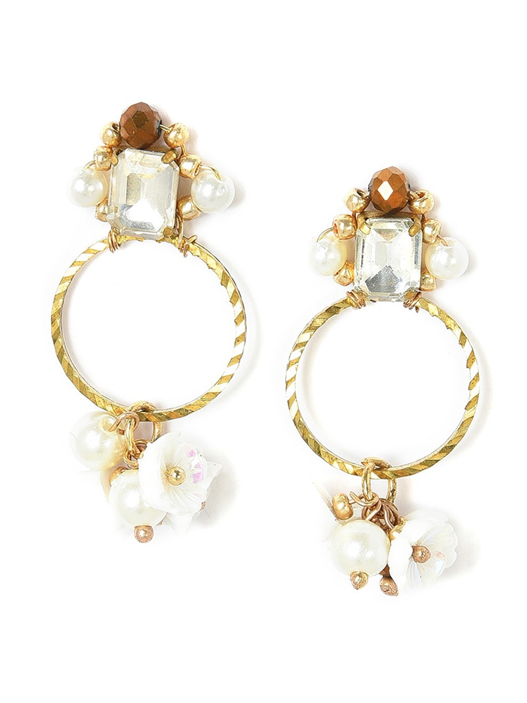 

W White Circular Hoop Earrings