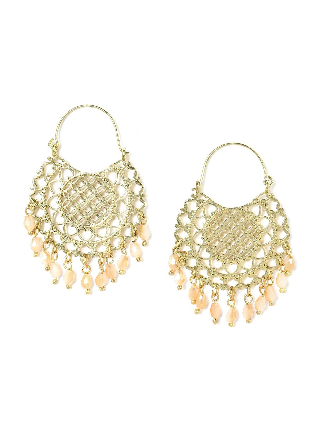 

W Gold-Toned & Beige Crescent Shaped Chandbalis Earrings