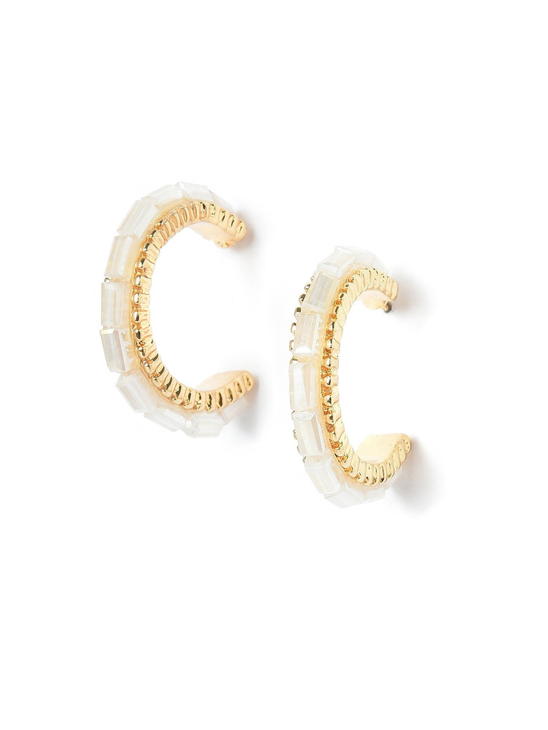

W Pink Circular Half Hoop Earrings