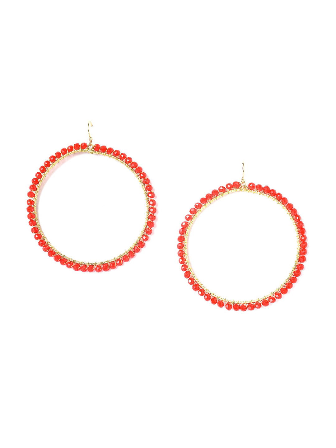 

W Gold-Toned & Orange Circular Drop Earrings