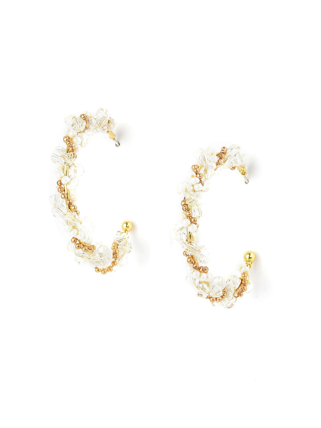 

W White Circular Half Hoop Earrings