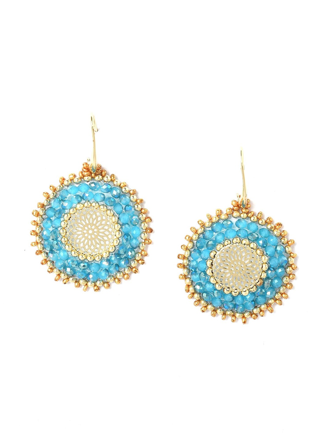 

W Blue Circular Drop Earrings