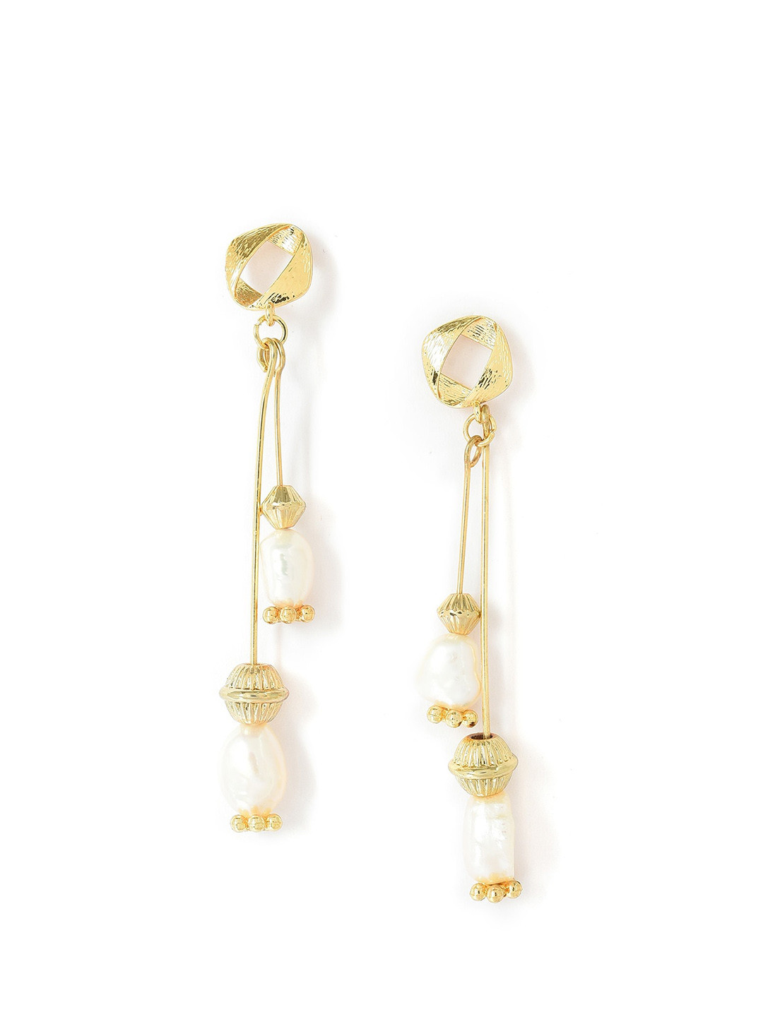 

W White Contemporary Drop Earrings