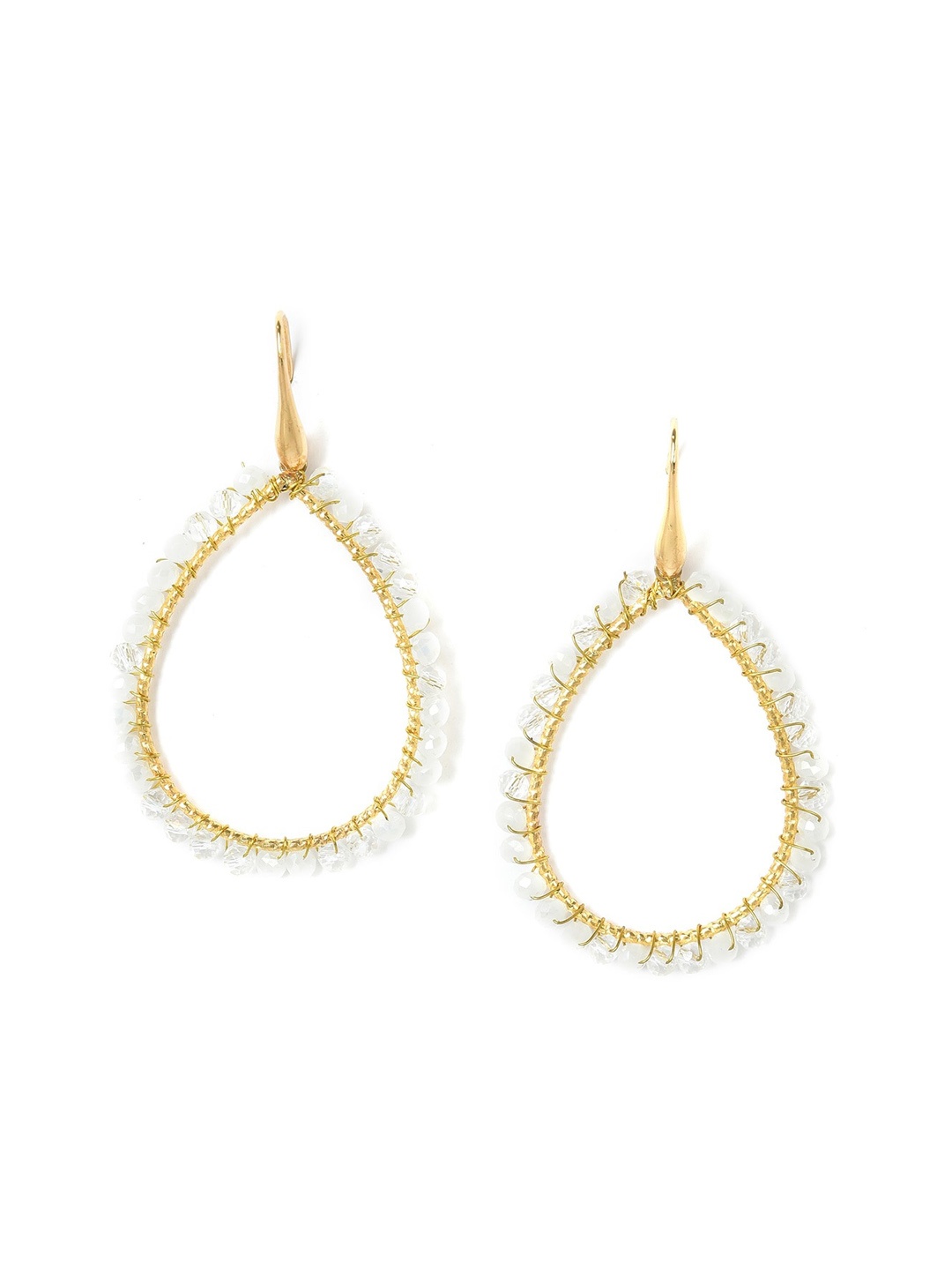 

W White Teardrop Shaped Drop Earrings