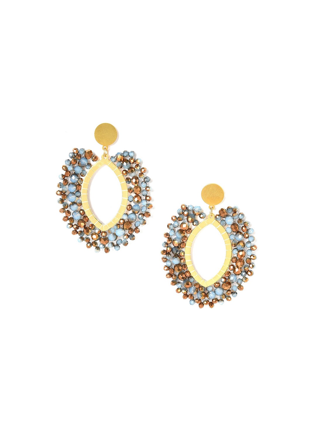 

W Blue Leaf Shaped Studs Earrings