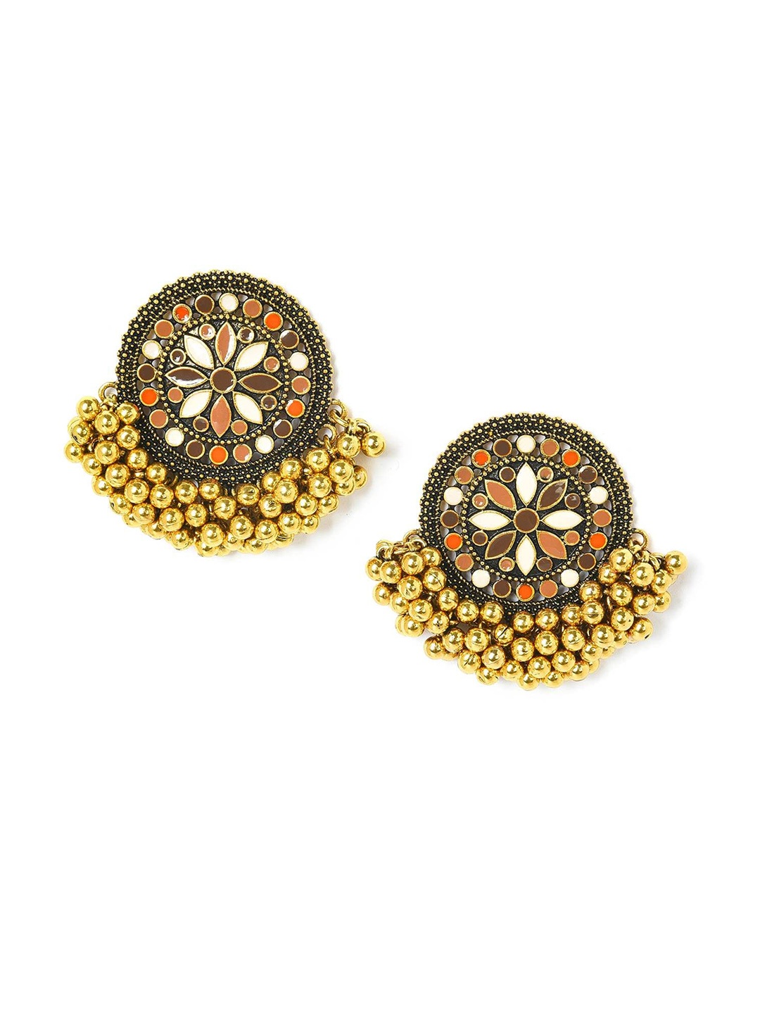 

W Gold-Toned Circular Studs Earrings