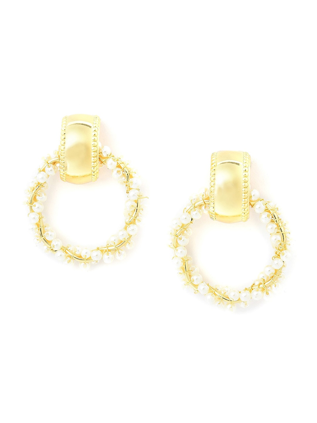 

W White Circular Drop Earrings