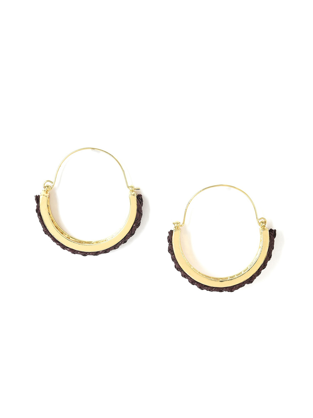 

W Brown & Gold-Toned Circular Hoop Earrings