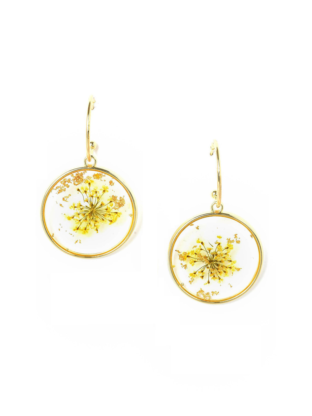 

W Gold-Toned & Yellow Circular Drop Earrings