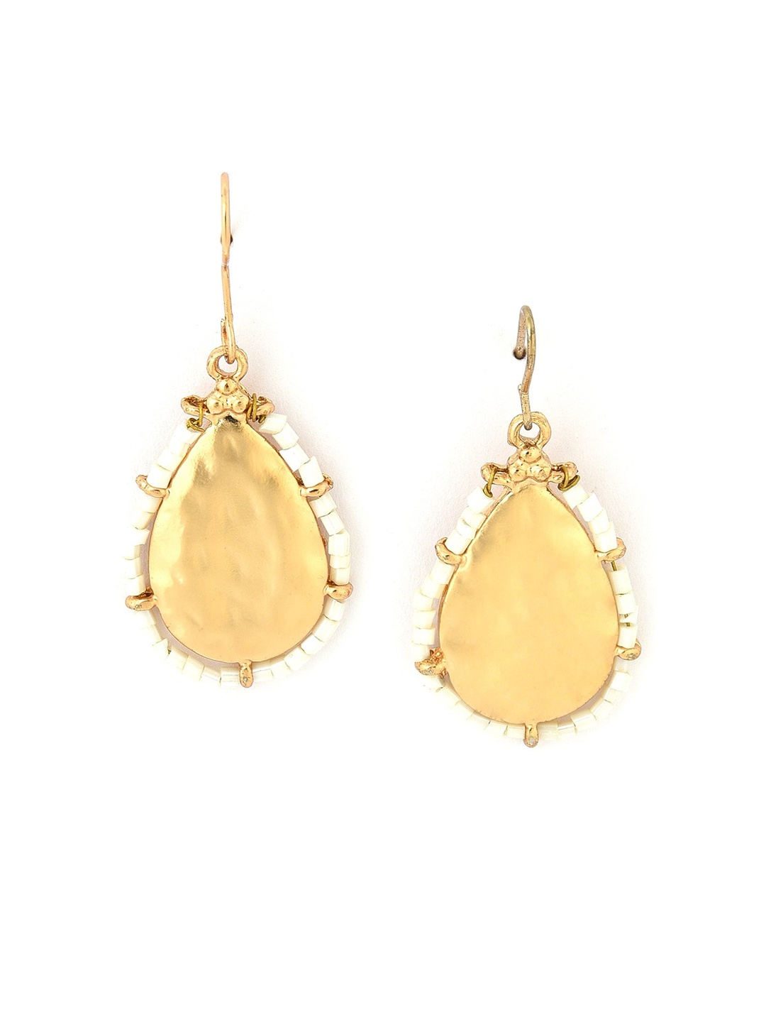 

W Gold-Toned Teardrop Shaped Drop Earrings