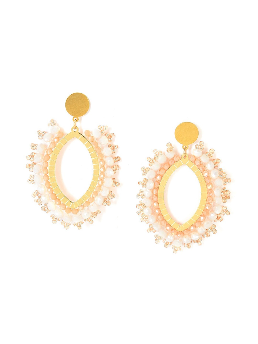 

W Women Leaf Shaped Drop Earrings, Beige