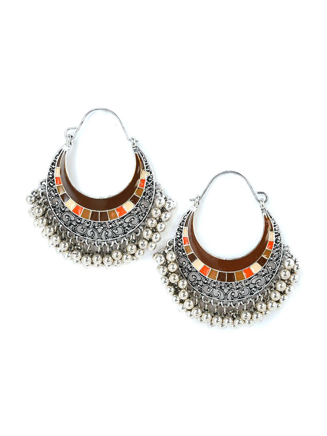 

W Multicoloured Crescent Shaped Hoop Earrings, Multi