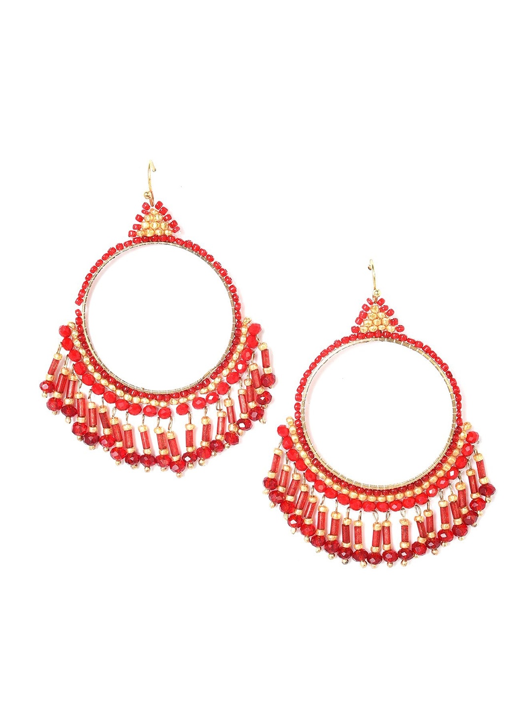 

W Red Circular Drop Earrings