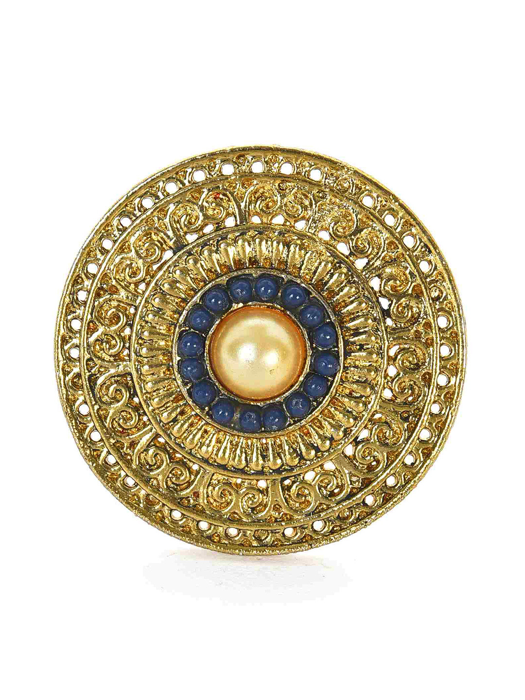 

W Women Gold-Plated & Blue Stone-Studded Finger Ring