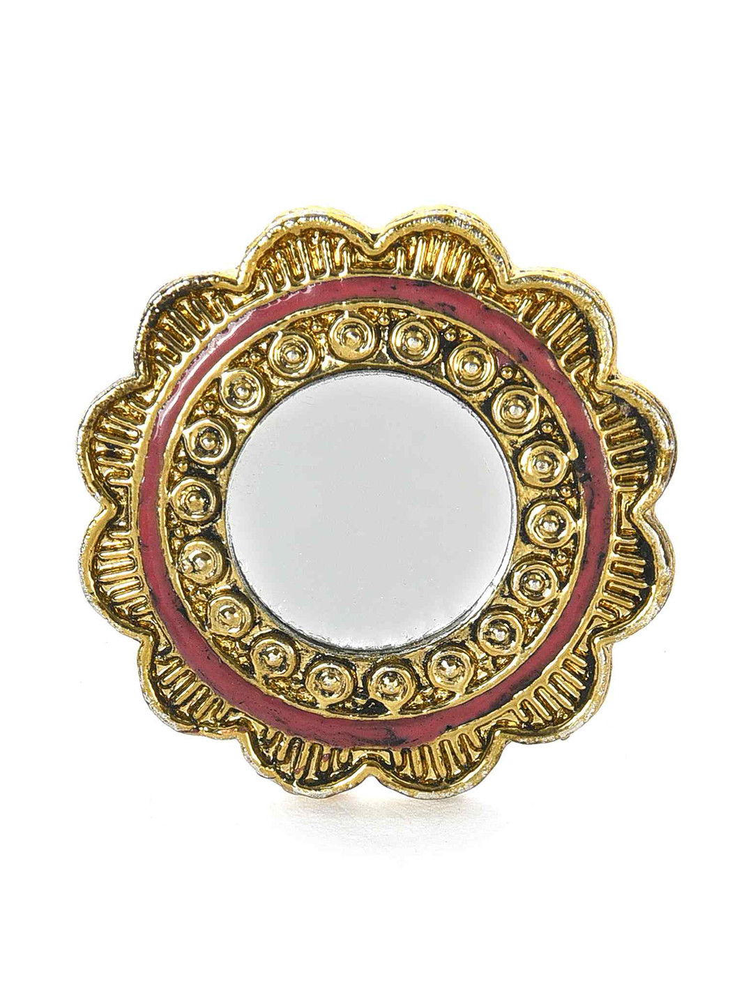 

W Gold-Toned Mirror Studded Adjustable Finger Ring