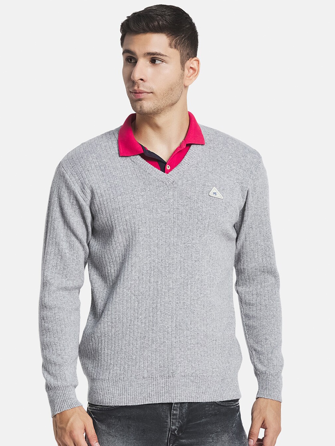 

Monte Carlo Men Grey Wool Ribbed Pullover