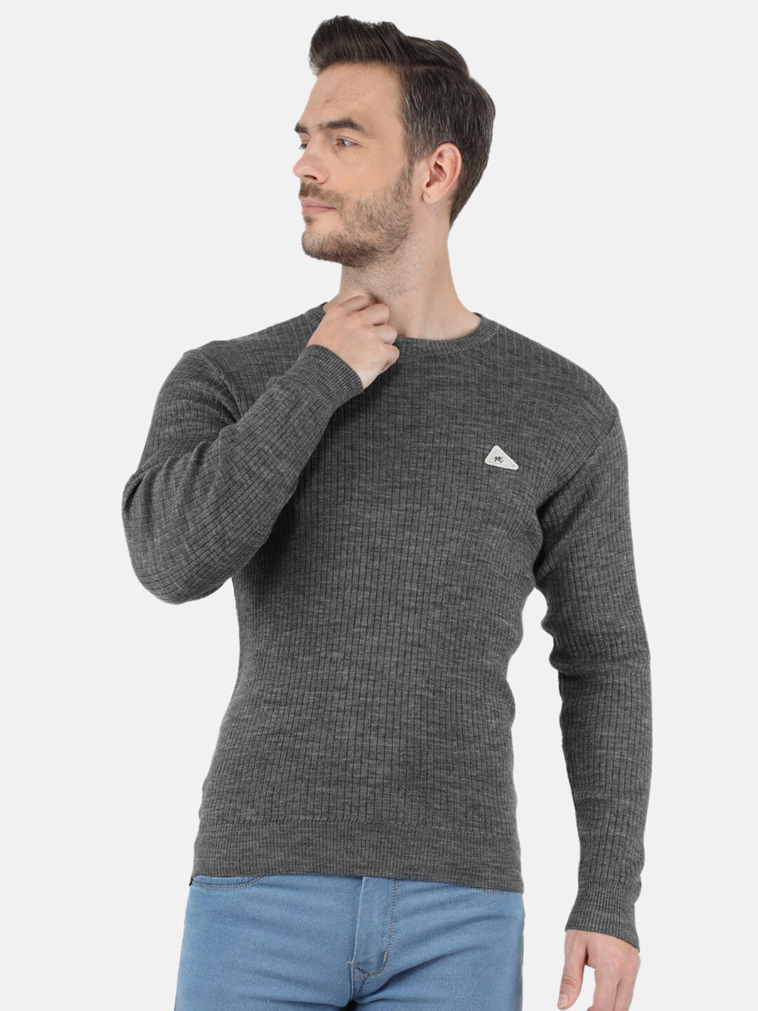 

Monte Carlo Men Ribbed Grey Pullover