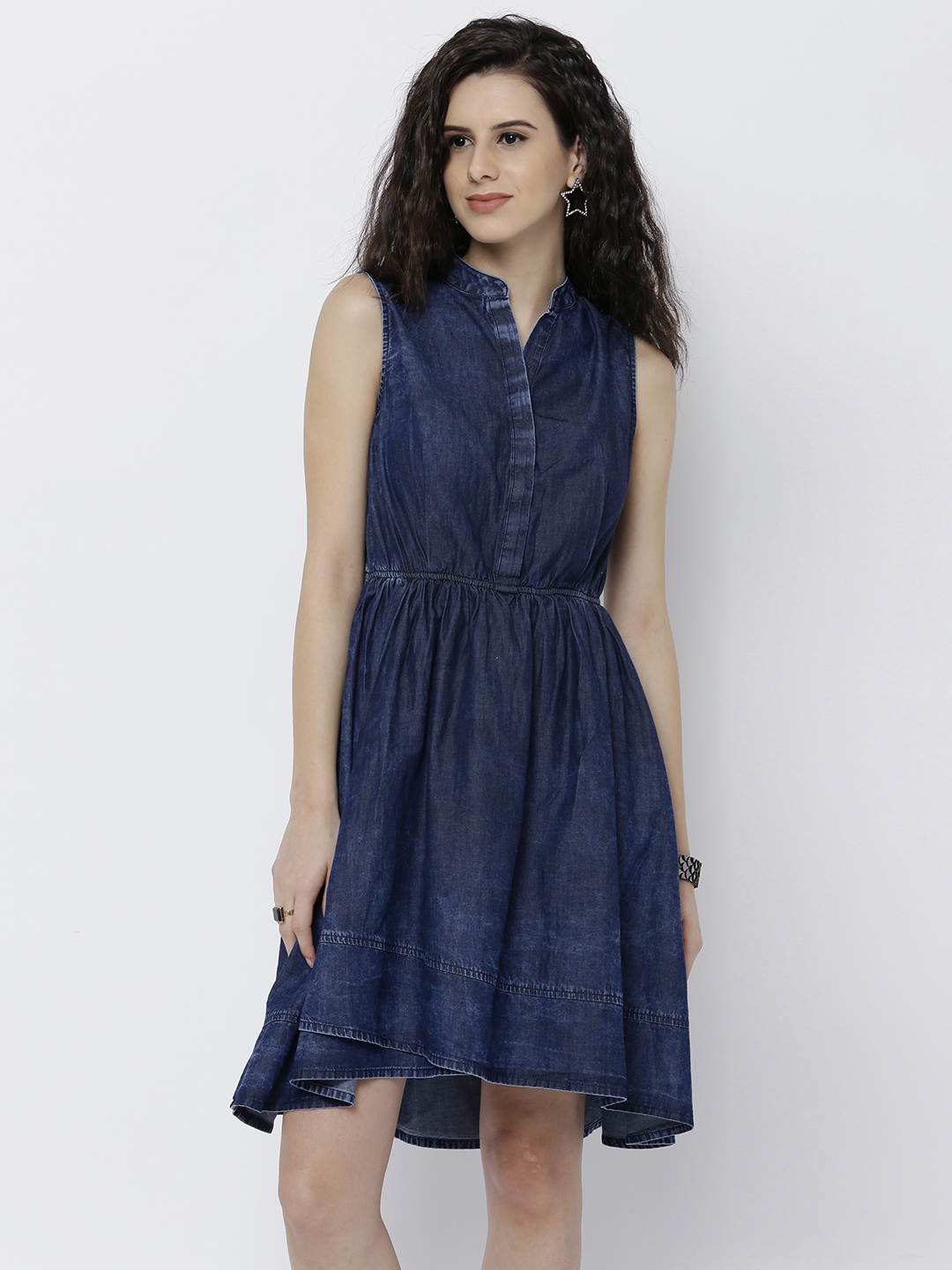 

Tokyo Talkies Women Navy Blue Washed Fit and Flare Dress