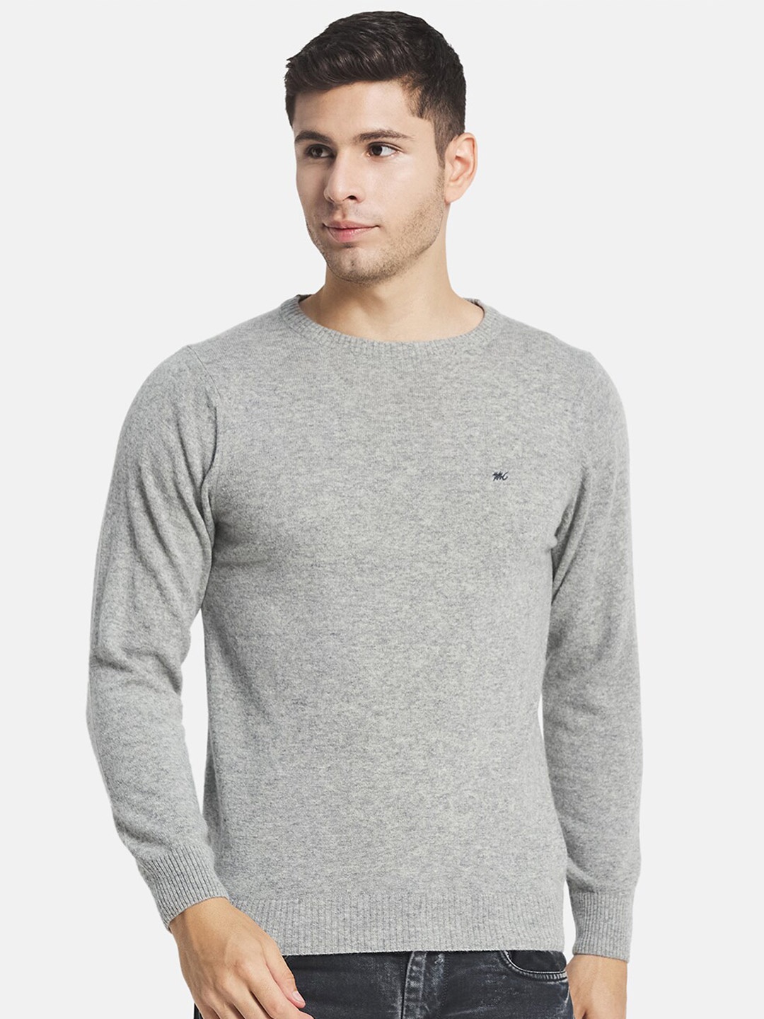

Monte Carlo Men Grey Round Neck Wool Pullover