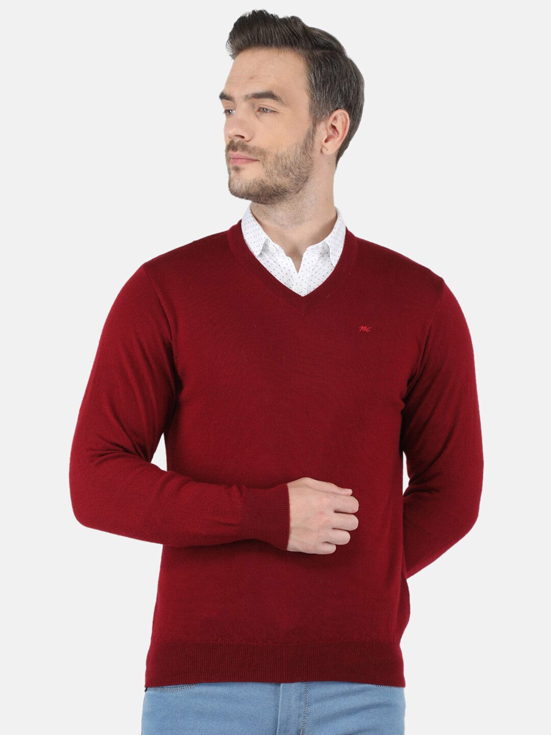 

Monte Carlo Men Maroon V-Neck Wool Pullover