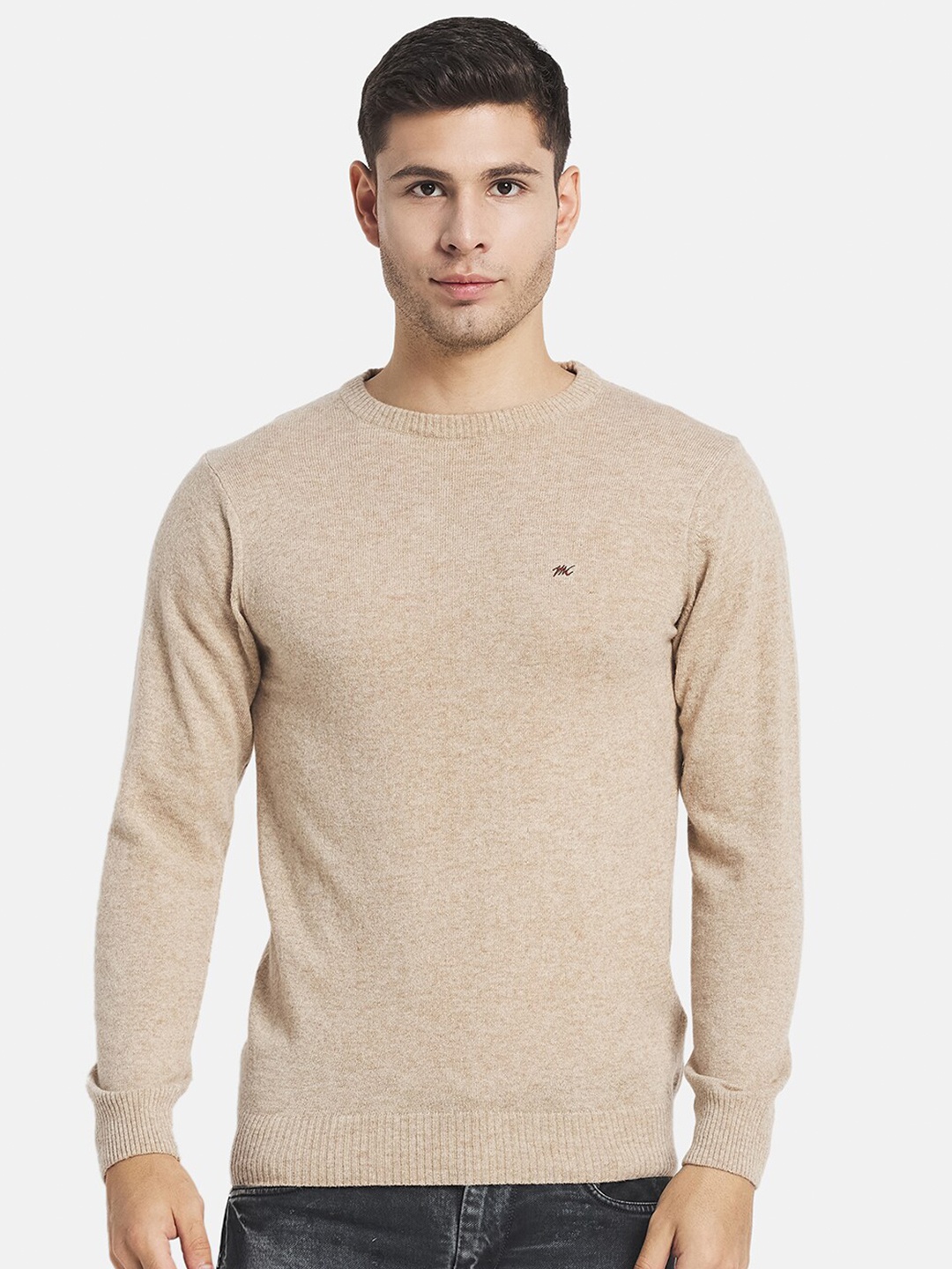 

Monte Carlo Men Beige Round Neck Wool Pullover