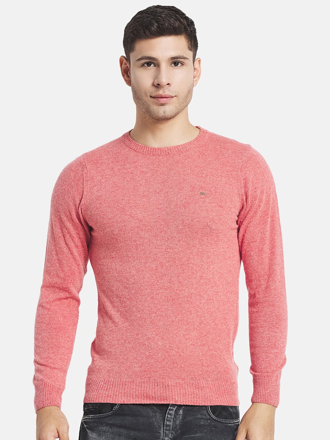 

Monte Carlo Men Pink Round Neck Wool Pullover
