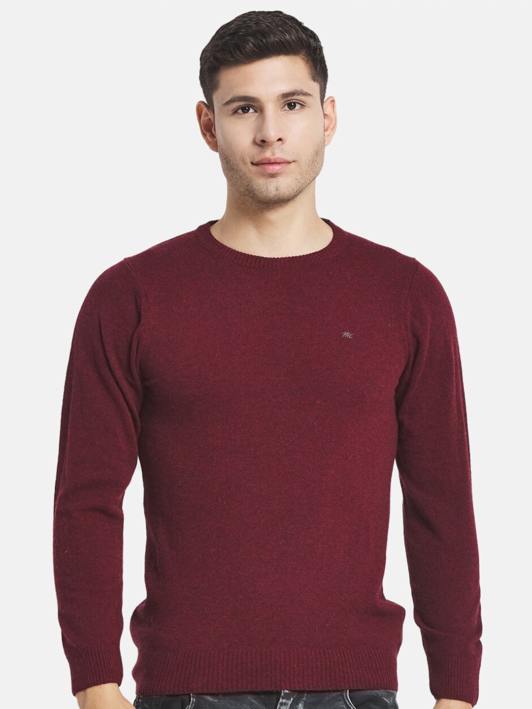 

Monte Carlo Men Maroon Round Neck Wool Pullover